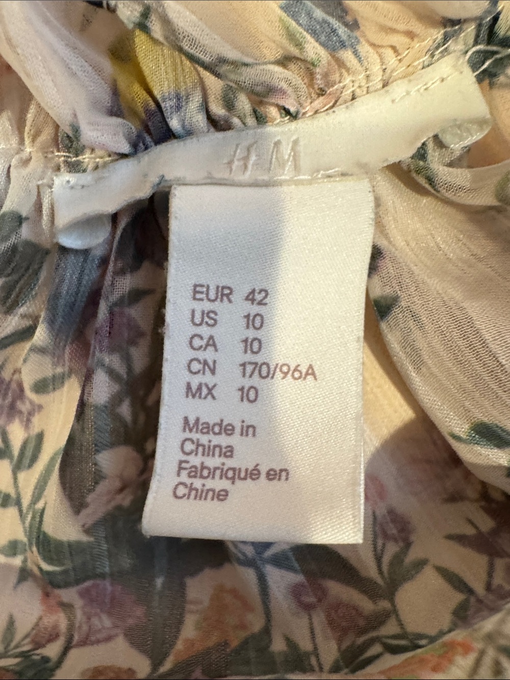 H&M Ivory Sheer Floral Tie-Neck Blouse with Multicolor Print - Picture 6 of 9